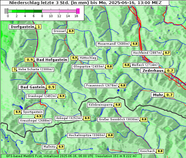 Niederschlag, 16. 6. 2025