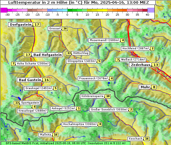 Temperatur, 16. 6. 2025