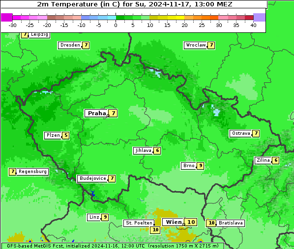 Temperatur, 17. 11. 2024