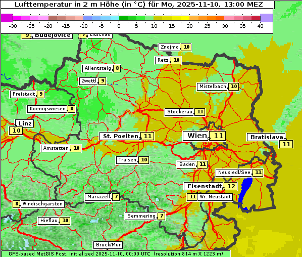 Temperatur, 10. 11. 2025