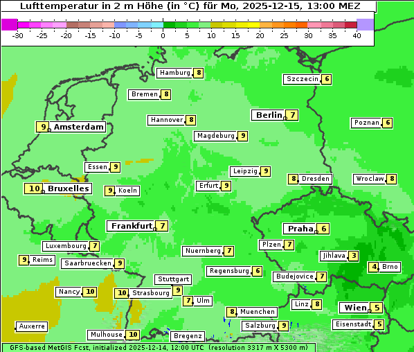 Temperatur, 15. 12. 2025