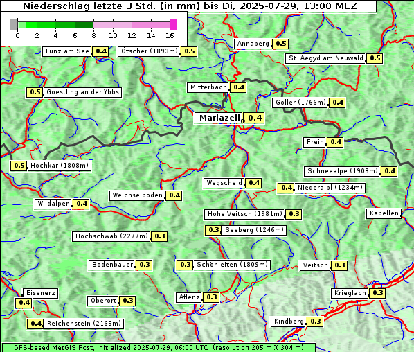 Niederschlag, 29. 7. 2025