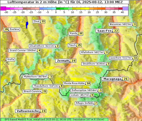 Temperatur, 12. 8. 2025