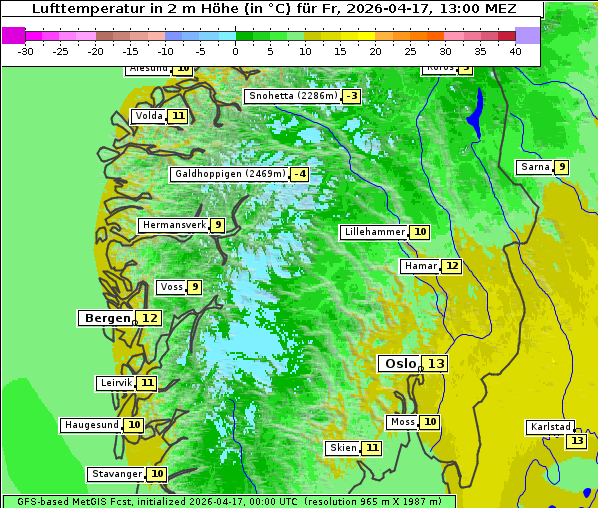 Temperatur, 17. 4. 2026