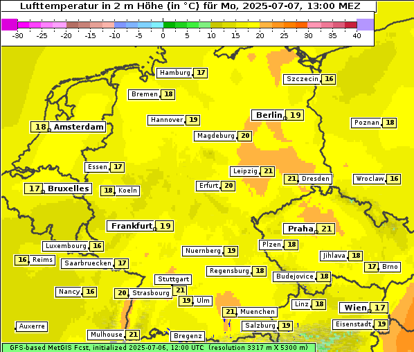 Temperatur, 7. 7. 2025