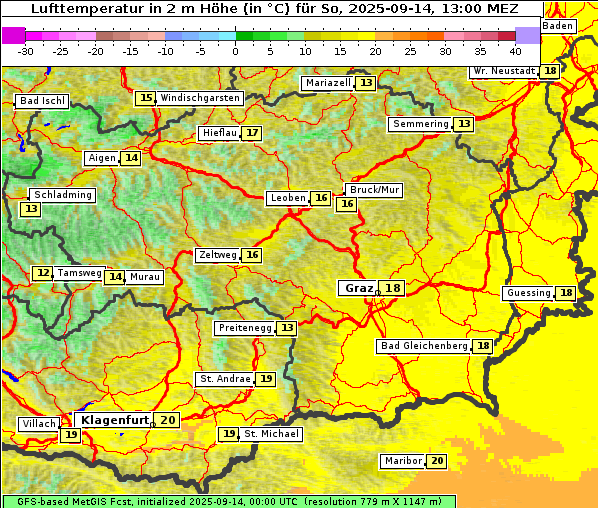 Temperatur, 14. 9. 2025