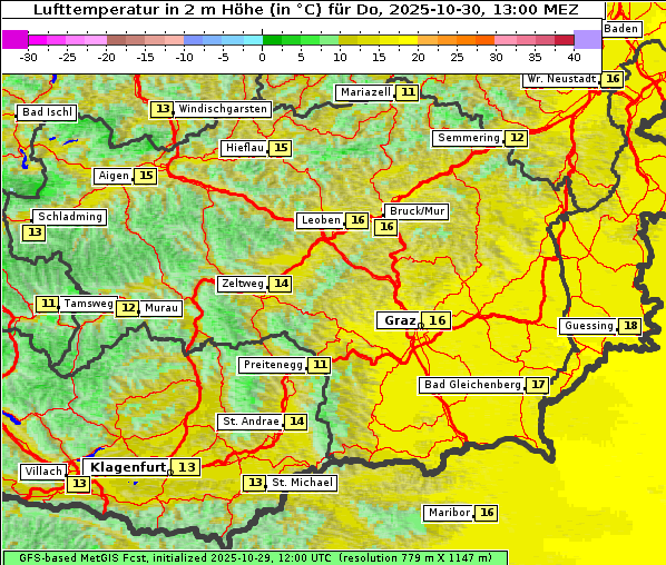 Temperatur, 30. 10. 2025