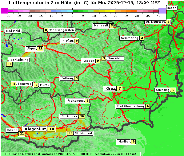 Temperatur, 15. 12. 2025