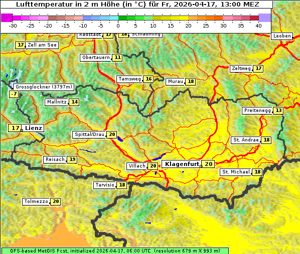 Temperatur, 17. 4. 2026