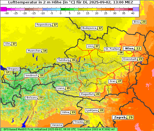 Temperatur, 2. 9. 2025