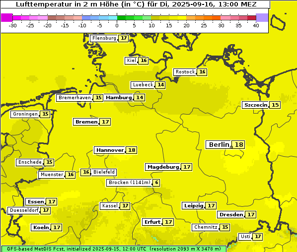 Temperatur, 16. 9. 2025