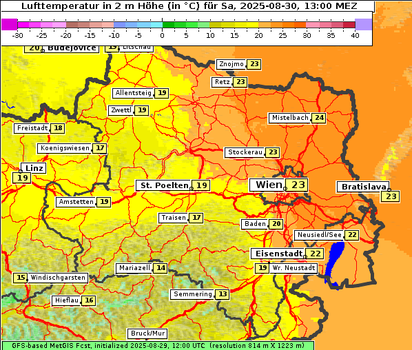 Temperatur, 30. 8. 2025