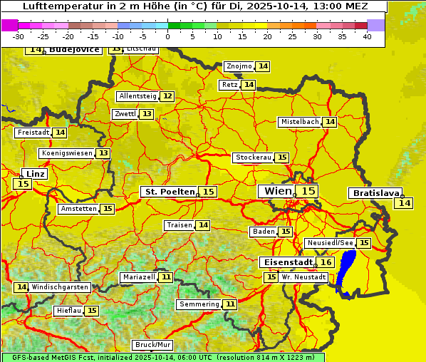 Temperatur, 14. 10. 2025