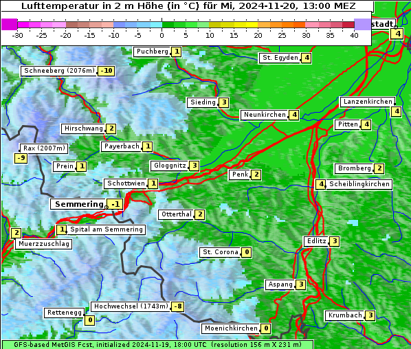 Temperatur, 20. 11. 2024