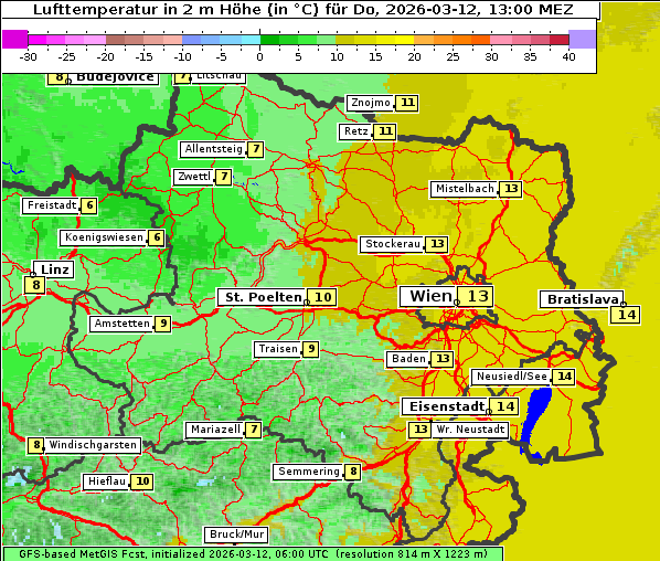 Temperatur, 12. 3. 2026