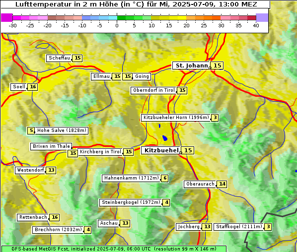 Temperatur, 9. 7. 2025