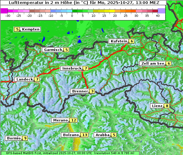Temperatur, 27. 10. 2025