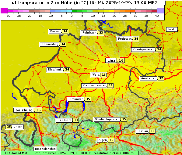 Temperatur, 29. 10. 2025