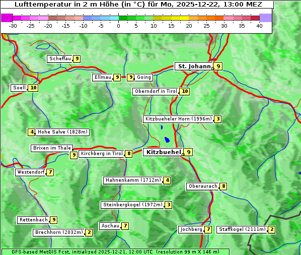 Temperatur, 22. 12. 2025