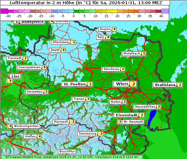 Temperatur, 31. 1. 2026