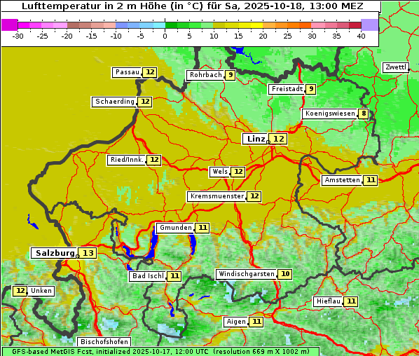 Temperatur, 18. 10. 2025