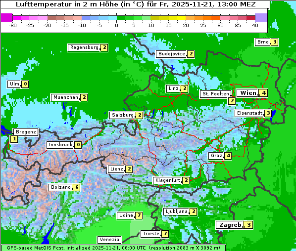 Temperatur, 21. 11. 2025