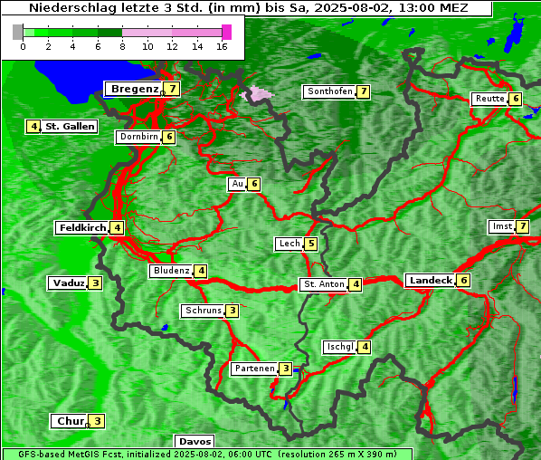 Niederschlag, 2. 8. 2025