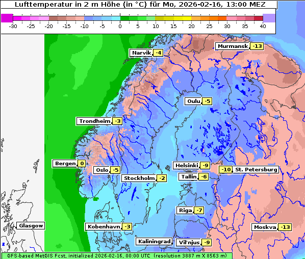 Temperatur, 16. 2. 2026