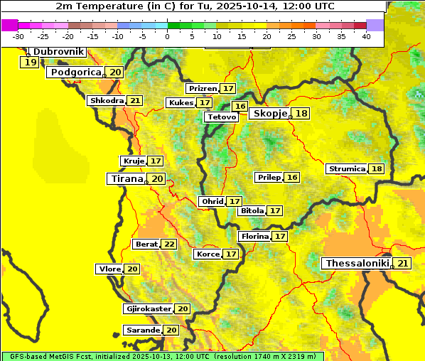 Temperatur, 14. 10. 2025