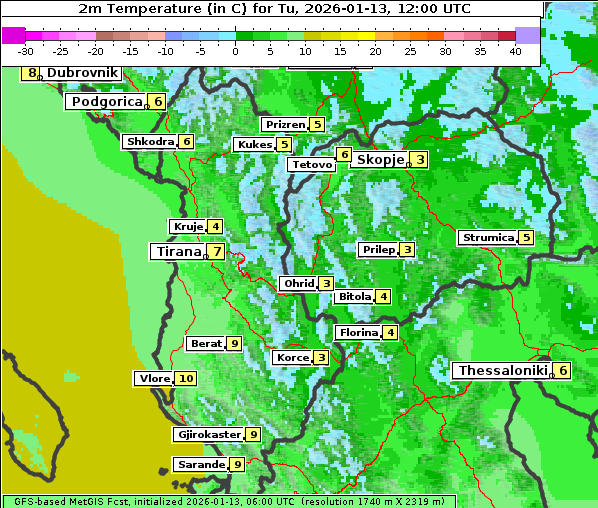 Temperatur, 13. 1. 2026