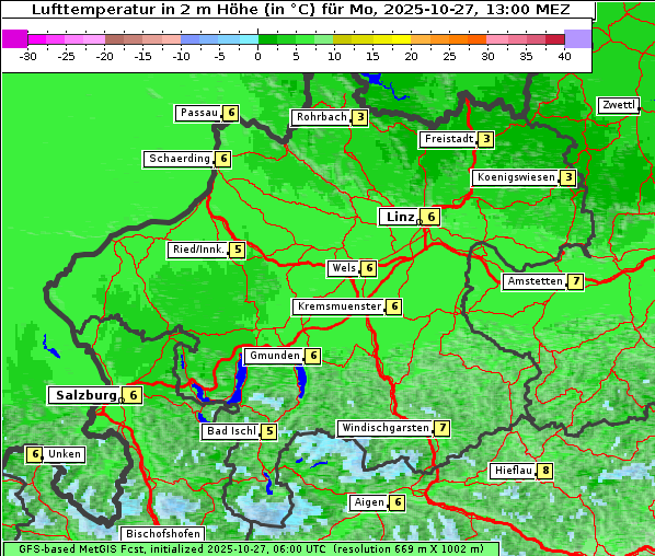 Temperatur, 27. 10. 2025