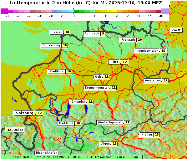 Temperatur, 10. 12. 2025