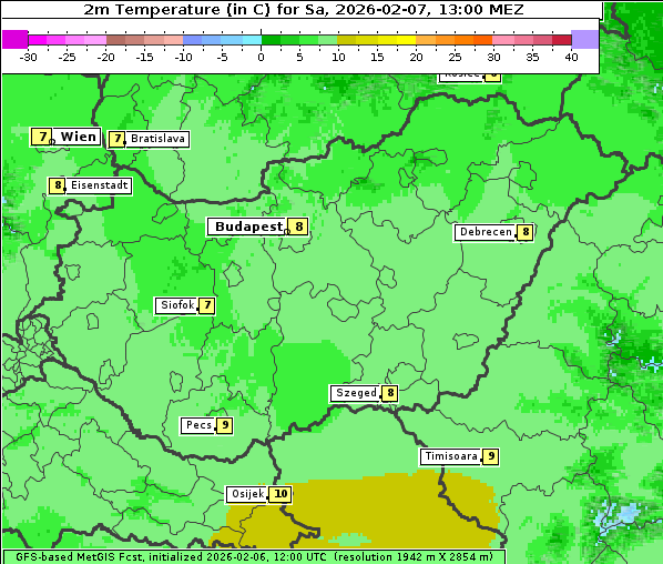 Temperatur, 7. 2. 2026