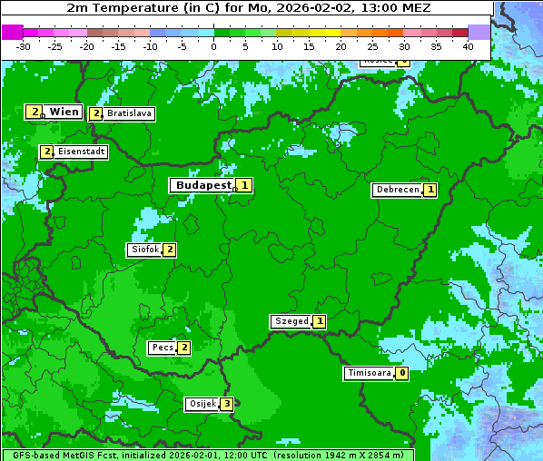 Temperatur, 2. 2. 2026