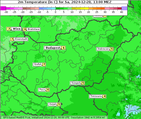 Temperatur, 28. 12. 2024