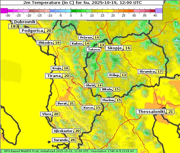 Temperatur, 19. 10. 2025