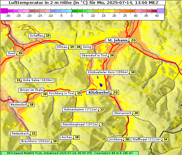 Temperatur, 14. 7. 2025