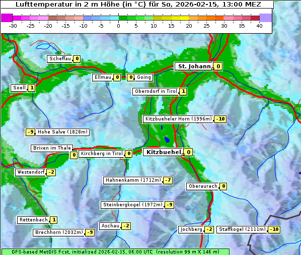 Temperatur, 15. 2. 2026