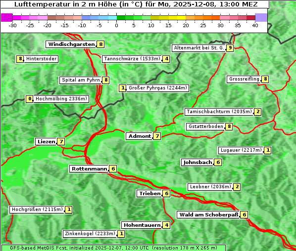 Temperatur, 8. 12. 2025