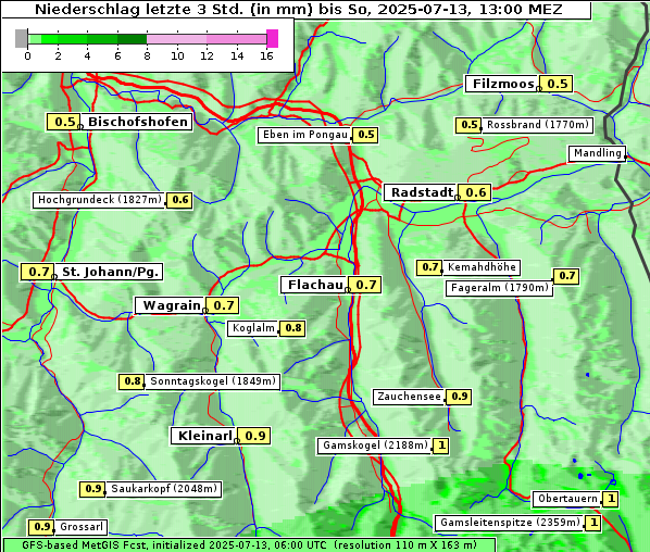 Niederschlag, 13. 7. 2025
