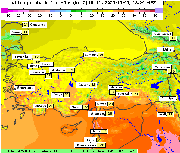Temperatur, 5. 11. 2025