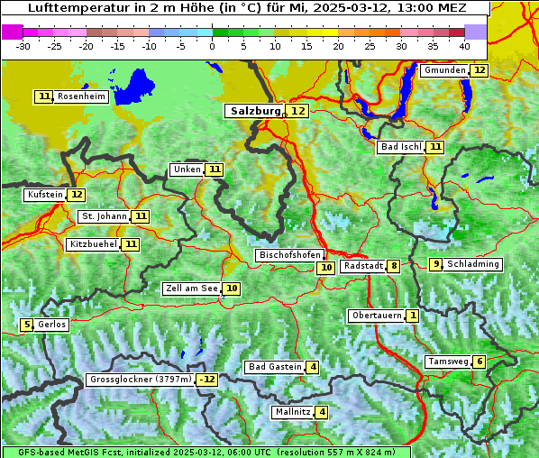 Temperatur, 12. 3. 2025