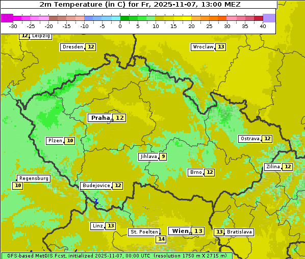 Temperatur, 7. 11. 2025