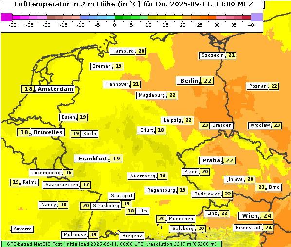 Temperatur, 11. 9. 2025