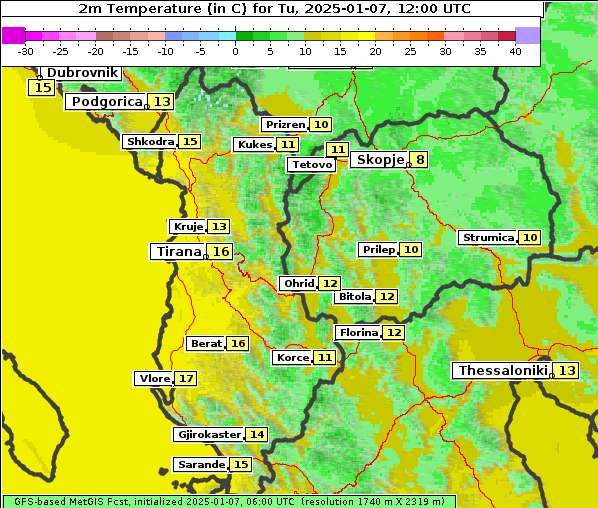 Temperatur, 7. 1. 2025