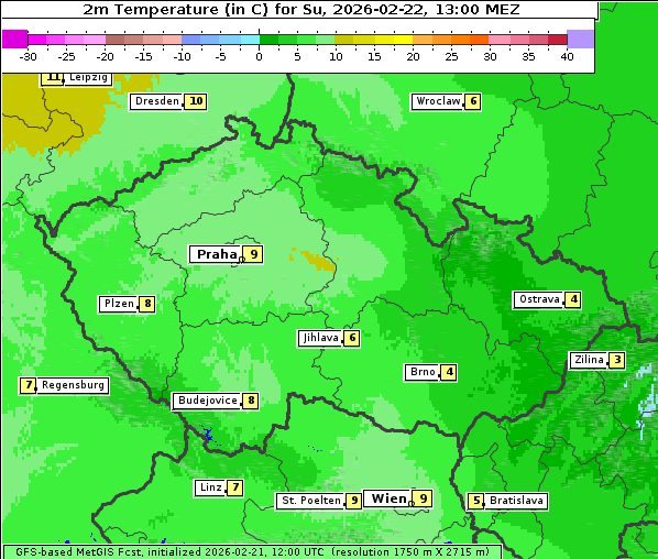Temperatur, 22. 2. 2026