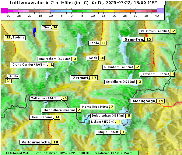 Temperatur, 22. 7. 2025