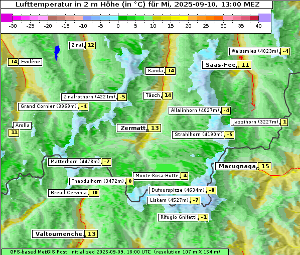 Temperatur, 10. 9. 2025