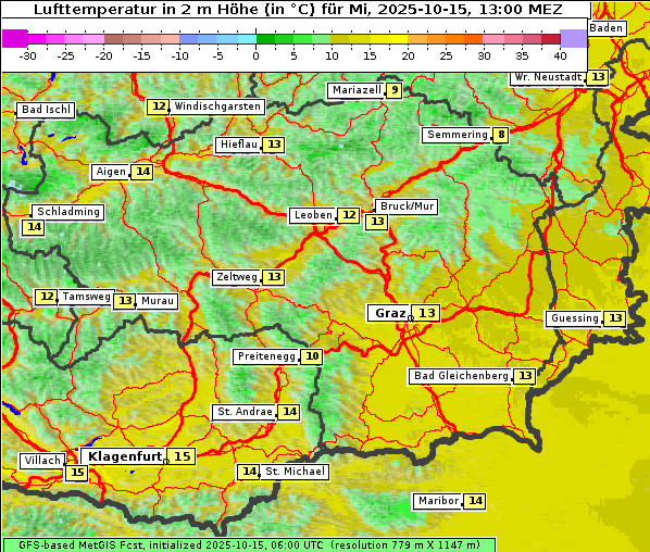 Temperatur, 15. 10. 2025