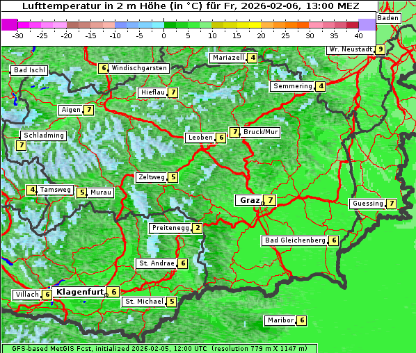 Temperatur, 6. 2. 2026